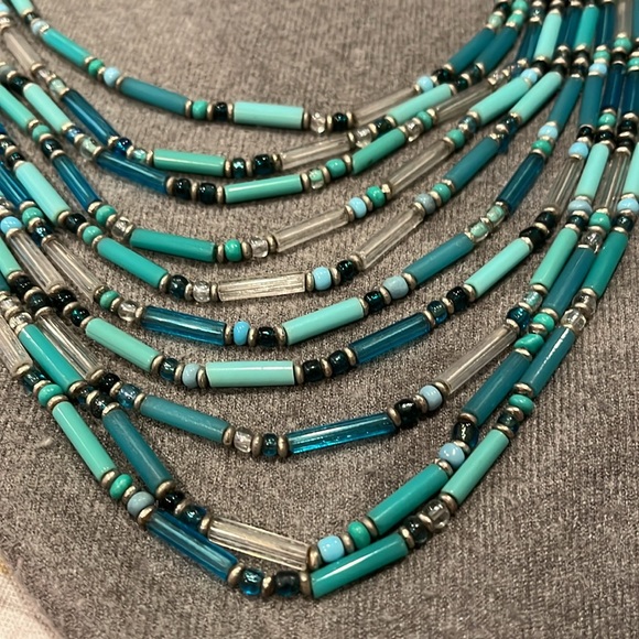 Vintage 10 Stand Czech Glass Bead Statement Necklace - Picture 6 of 7